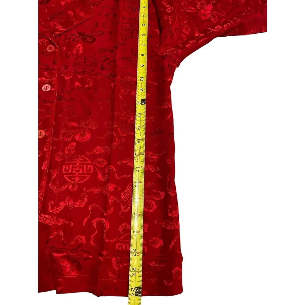 ⁠ASILK 100% Silk Pajamas Set Women M Red Jacquard Brocade Loungewear NWT - Picture 6 of 11
